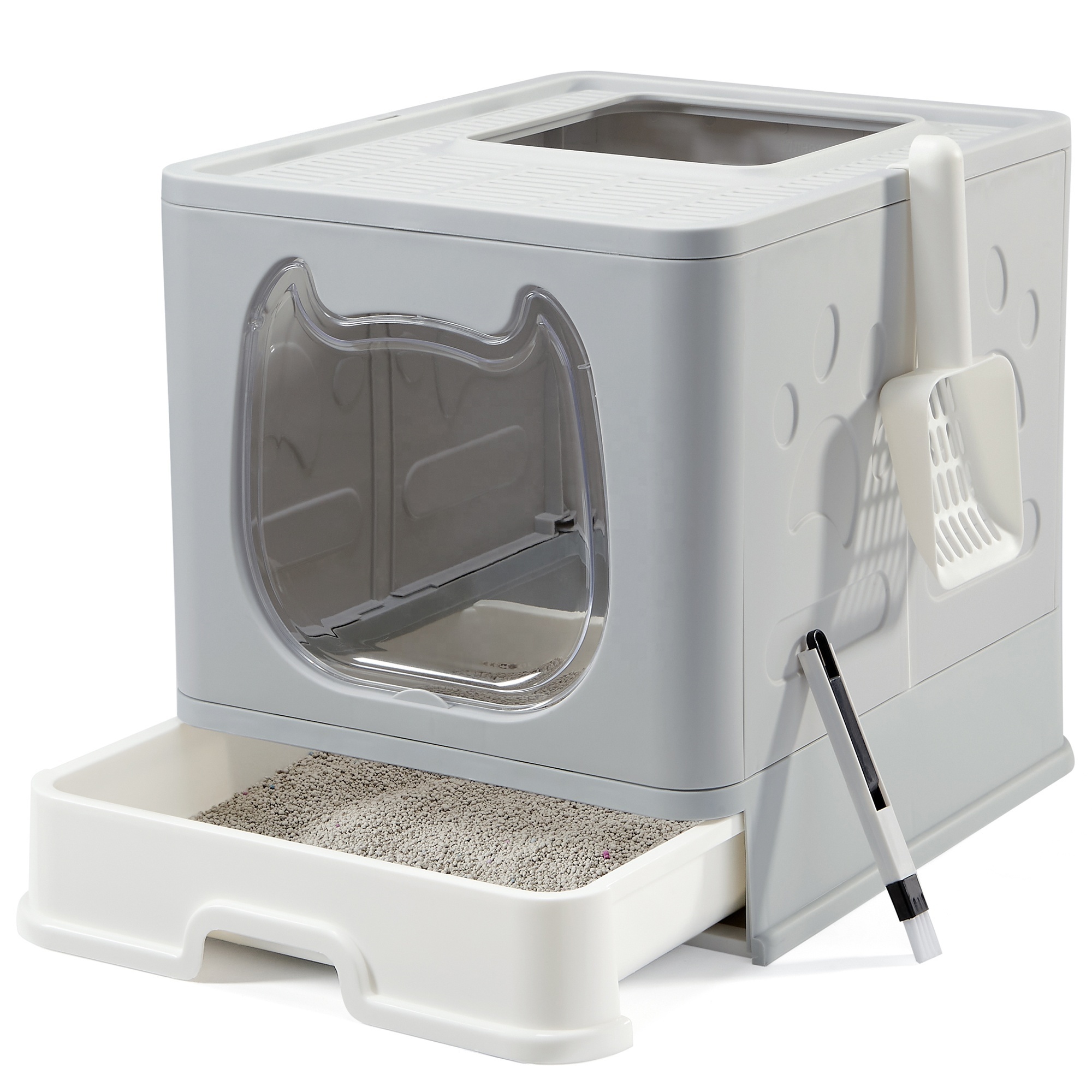 New Design Portable Cat Litter Box Travel Litter Box Enclosed Cat Folding Box