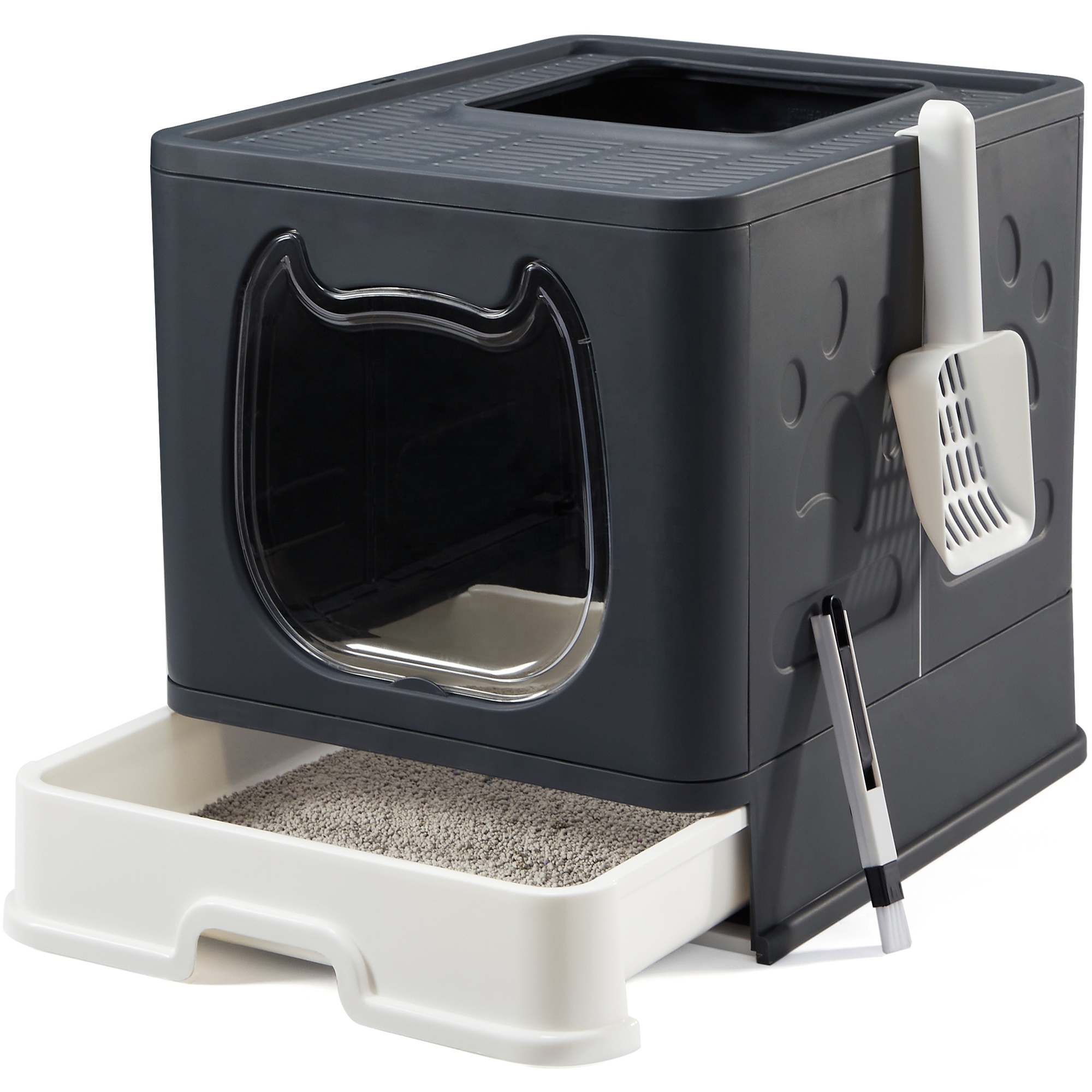 New Design Portable Cat Litter Box Travel Litter Box Enclosed Cat Folding Box