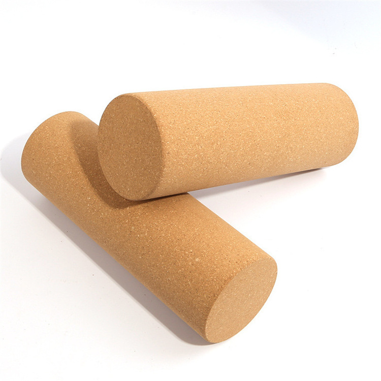 30cm/45cm Natural Cork Yoga Pillar High Density Cork Roller Eco Friendly Custom Logo Size Muscle Back Pain Yoga Roller