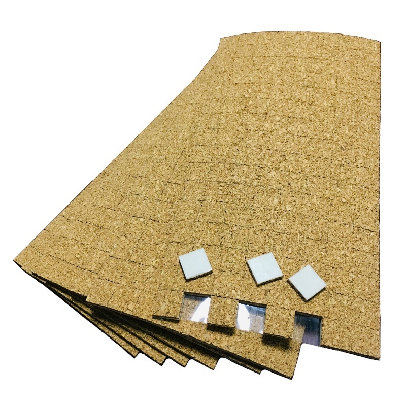 Adhesive Cork Pads With Cling Foam For Fragile Glass 16*16*3MM Cork +1MM Cling Foam On Sheets Cork Glass Gasket Separator