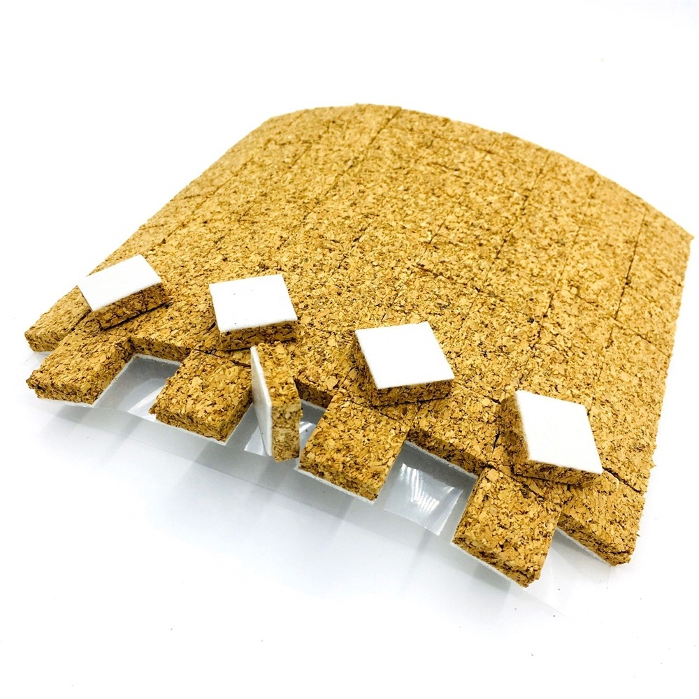 Factory Supplier Custom 18*18*5+1MM Adhesive Cork Pads with Foam Glass Spacers Protecting Separator Cork Pads