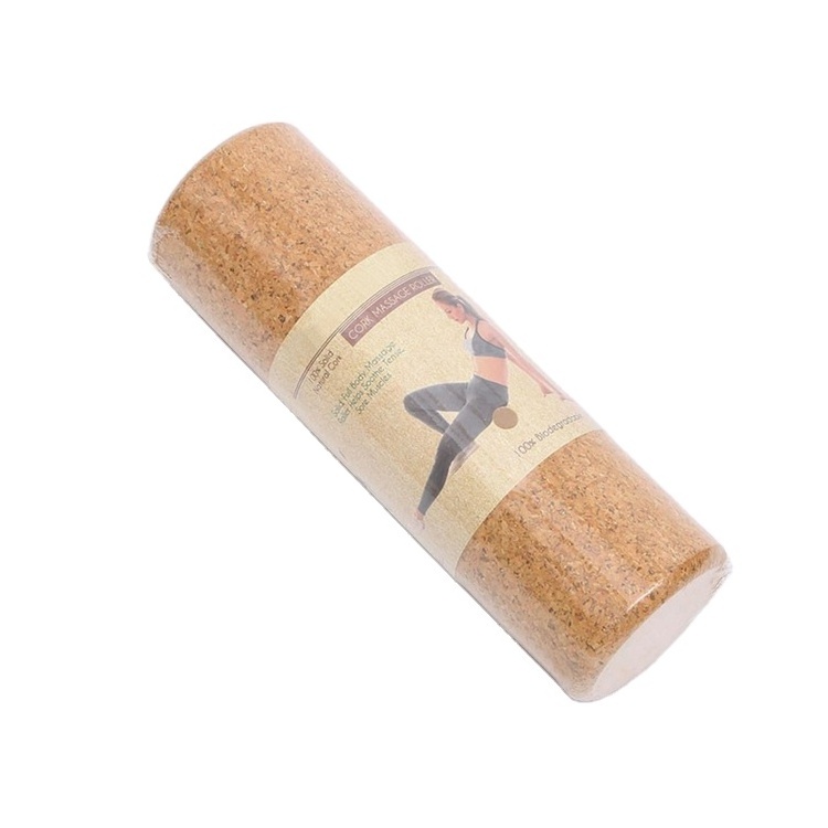 30cm/45cm Natural Cork Yoga Pillar High Density Cork Roller Eco Friendly Custom Logo Size Muscle Back Pain Yoga Roller