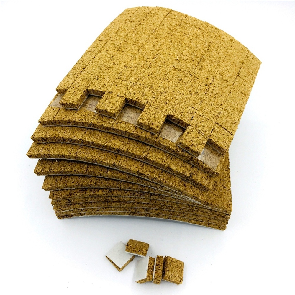 Factory Supplier Custom 18*18*5+1MM Adhesive Cork Pads with Foam Glass Spacers Protecting Separator Cork Pads