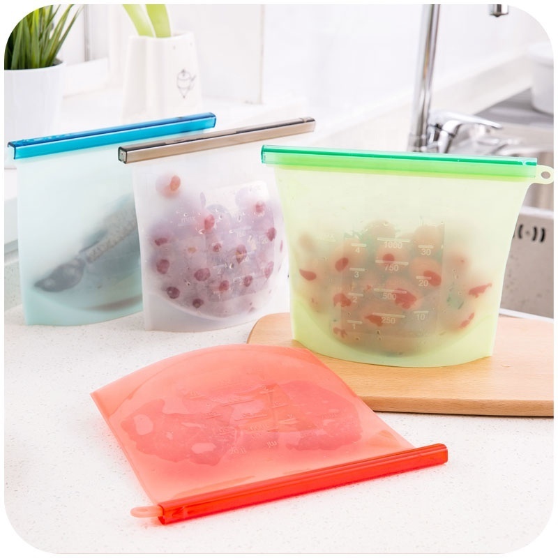 Reusable Food Storage Bags Leak Proof Silicone Ziplock Sandwich Bags