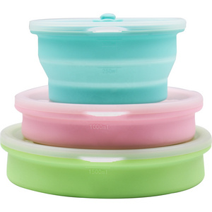 Custom Reusable Collapsible Silicone Food Storage Container for Baby Lunch Box Neutral Colour