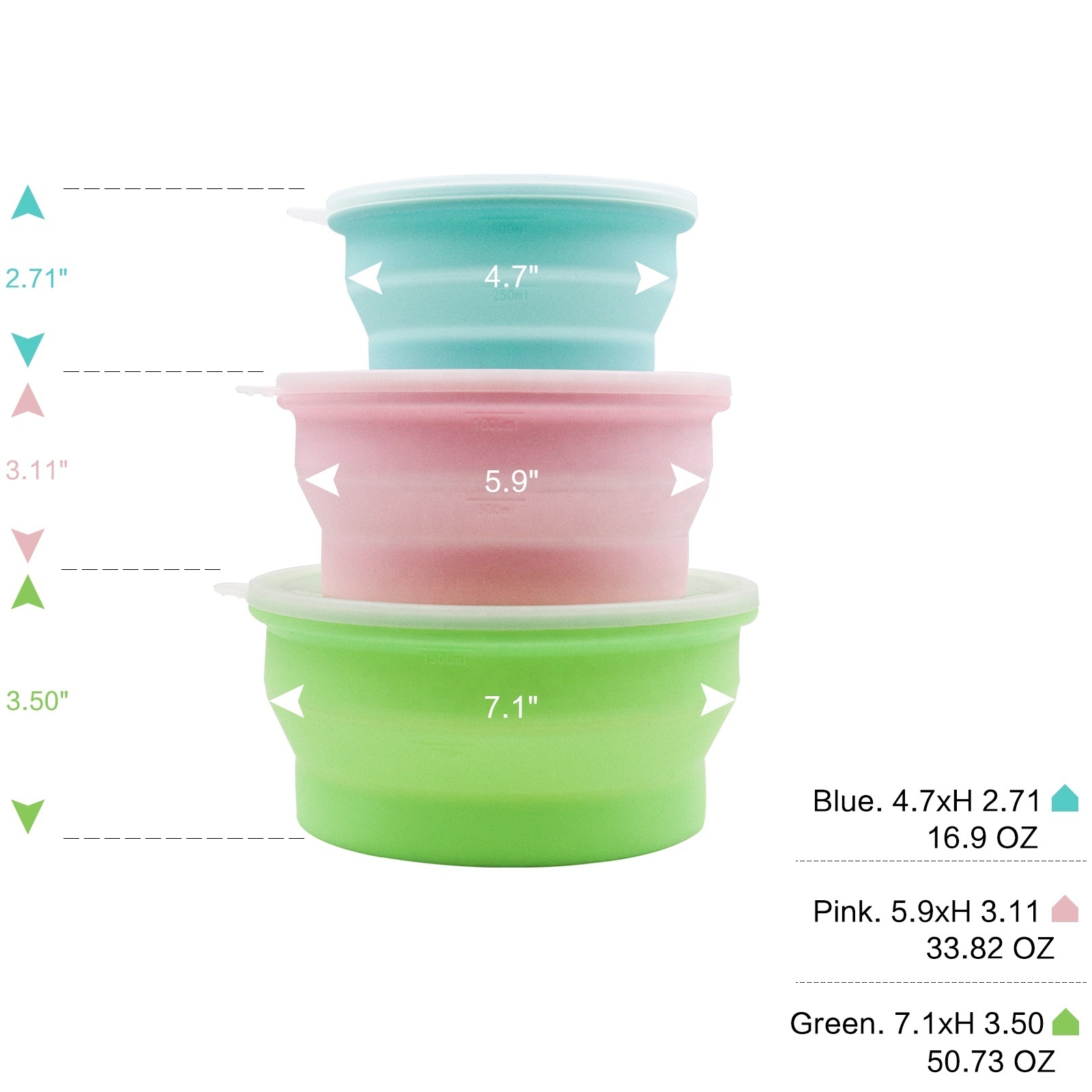 Custom Reusable Collapsible Silicone Food Storage Container for Baby Lunch Box Neutral Colour