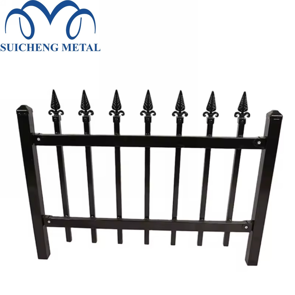 Factory Price Powder Coated House Metal Fencing Fancy Garden Security Palisade Picket Wrought Iron Fence