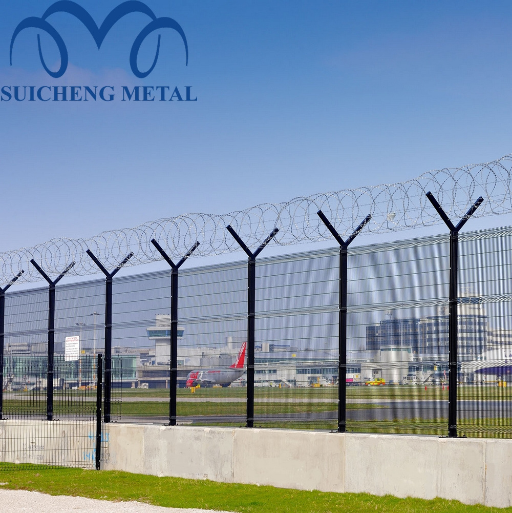 Airport High Security 358 Anti climb Fence with Secure Wall for Commercial Residential Airport Boundary