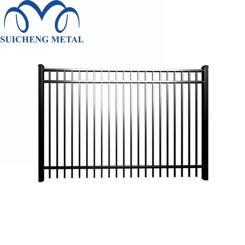 Easily assemble security metal galvanized safety fence panel steel picket wrought iron fence panel security fencing