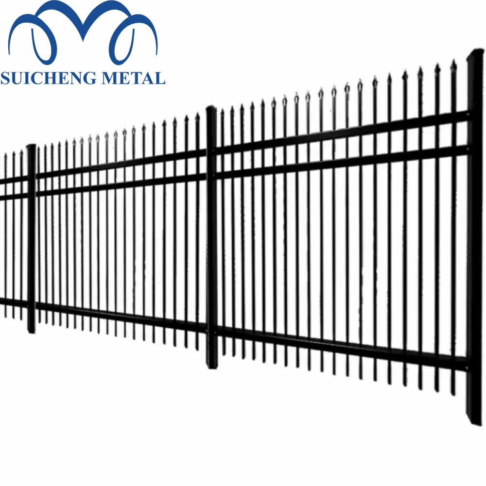 Factory Price Powder Coated House Metal Fencing Fancy Garden Security Palisade Picket Wrought Iron Fence