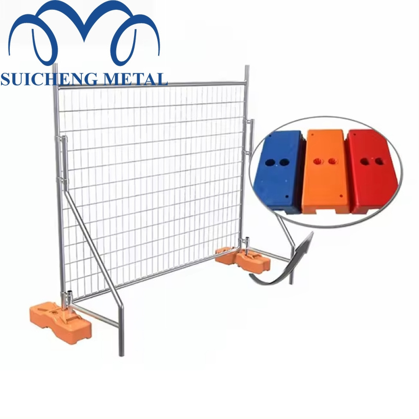 Australia Temporary Fence Construction Temporary Fencing Base Construction Site Panel Portable Feet Metal Iron Square Frame