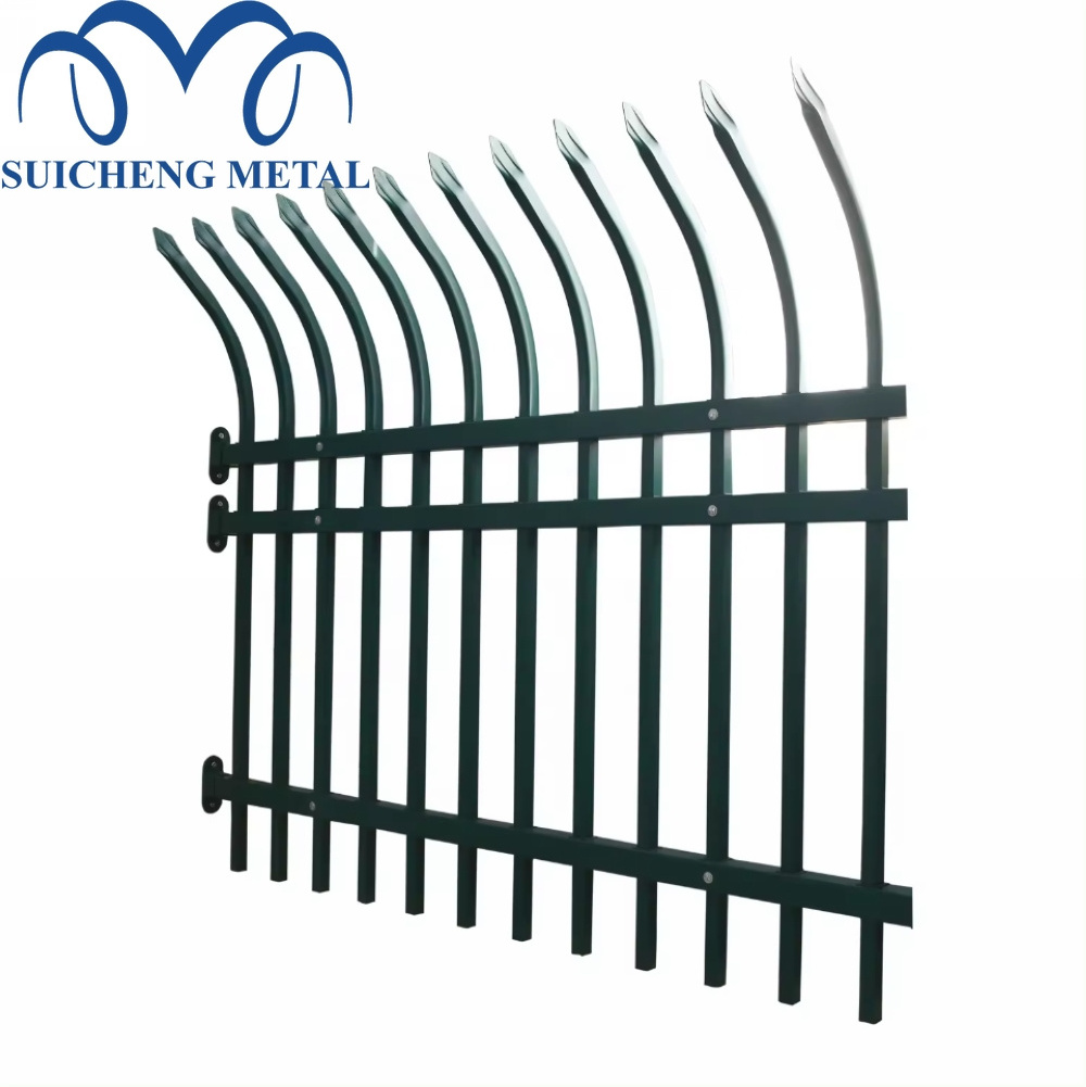 Easily assemble security metal galvanized safety fence panel steel picket wrought iron fence panel security fencing