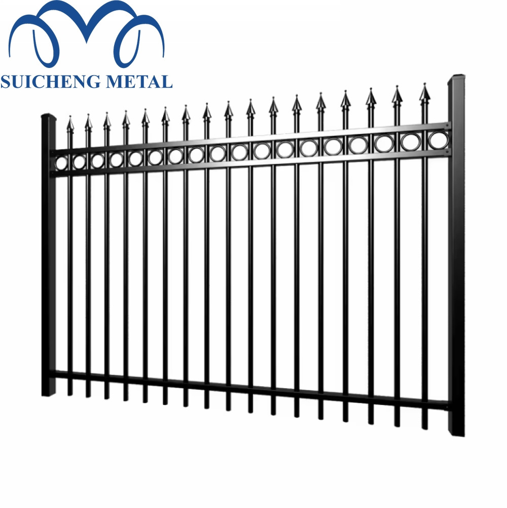 Factory Price Powder Coated House Metal Fencing Fancy Garden Security Palisade Picket Wrought Iron Fence