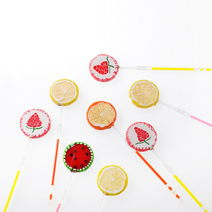 HALAL assorted fruit slice shaped light stick lollipop shaped lollipop hard candy