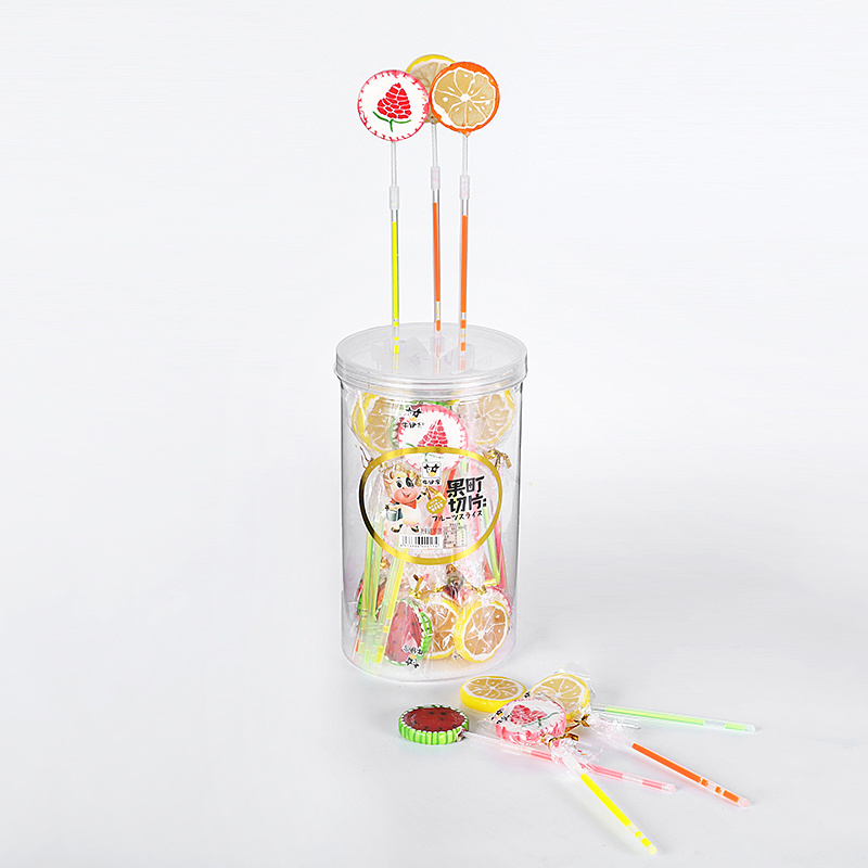 HALAL assorted fruit slice shaped light stick lollipop shaped lollipop hard candy