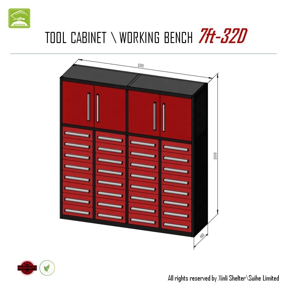 High quality industrial 72 inch 28 drawers waterproof tool box cabinet