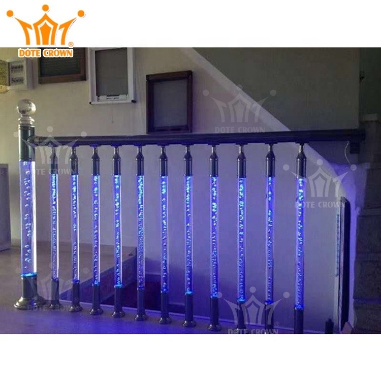 Luxury Staircase Designs Transparent Plastic Clear Pillars Crystal Balustrade Handrail Acrylic Staircase Railing