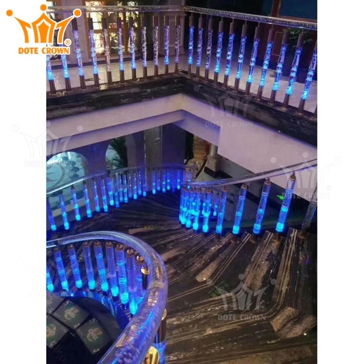 Luxury Staircase Designs Transparent Plastic Clear Pillars Crystal Balustrade Handrail Acrylic Staircase Railing