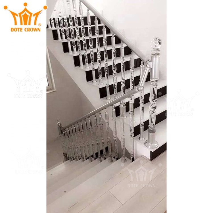 Luxury Staircase Designs Transparent Plastic Clear Pillars Crystal Balustrade Handrail Acrylic Staircase Railing