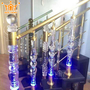 Luxury Staircase Designs Transparent Plastic Clear Pillars Crystal Balustrade Handrail Acrylic Staircase Railing