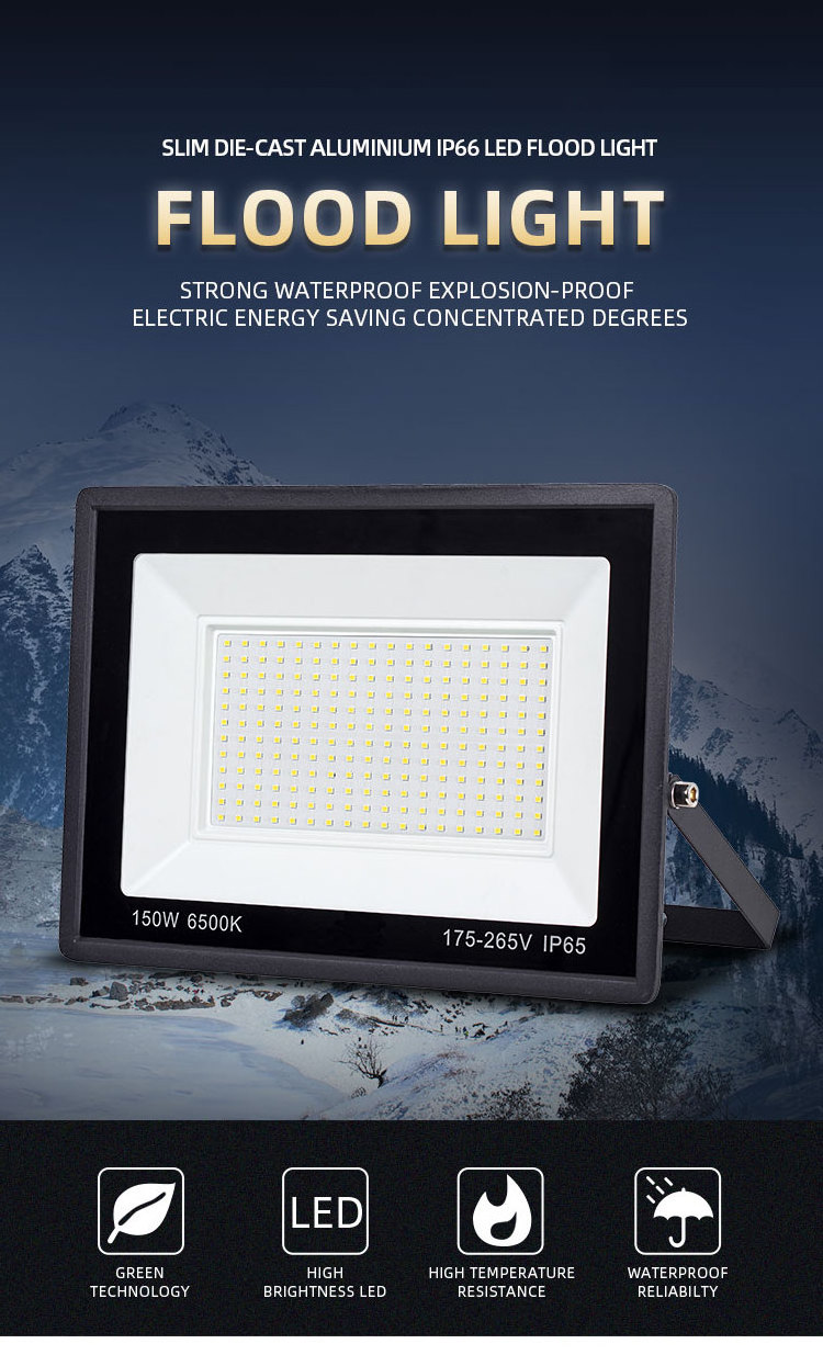 AC85-265V IP65 Outdoor Lighting Reflector 10W 20W 30W 50W 100W 150W 200W Rechargeable Led DOB Flood Lights