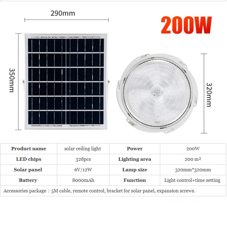 100w 200w 300w  home outdoor garden lamp wall surface mounted panel lamp led indoor solar ceiling light