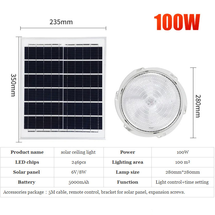 100w 200w 300w  home outdoor garden lamp wall surface mounted panel lamp led indoor solar ceiling light