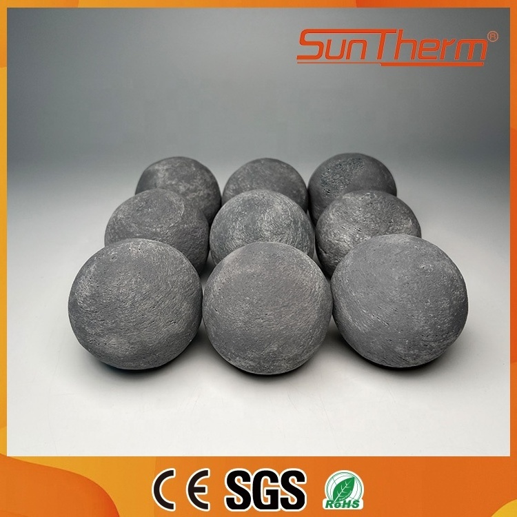 Grey Ceramic Fire Balls for Indoor Outdoor Fire Pits or Fireplaces