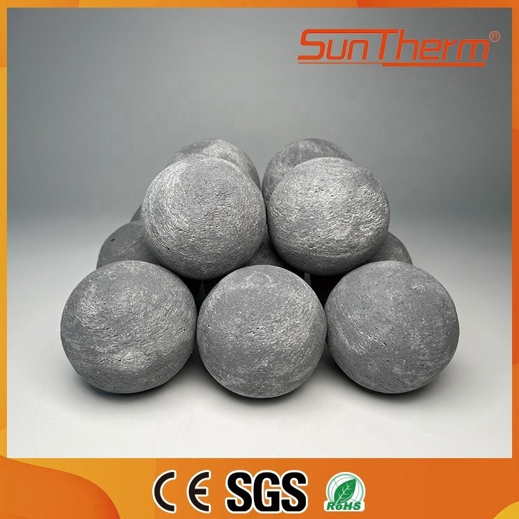 Grey Ceramic Fire Balls for Indoor Outdoor Fire Pits or Fireplaces