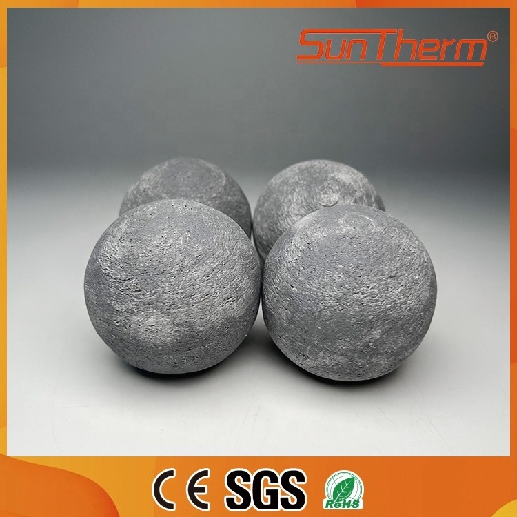 Grey Ceramic Fire Balls for Indoor Outdoor Fire Pits or Fireplaces