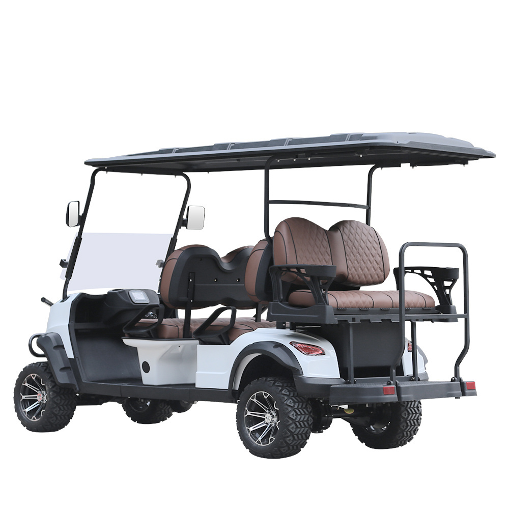 Four Wheel Disc Brake 4 Passenger Electric Golf Car with 48V 5KW and Semi-floating Front axle with Mini Electric Golf Carts