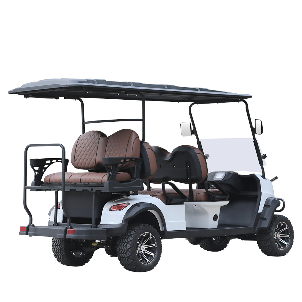 Suitable New Design 4+2 Seater Aluminum Frame 72V Lithium Battery Electric Golf Cart