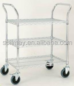 ESD Push Cart NSF Chrome-Plated Wire Shelving Trolley