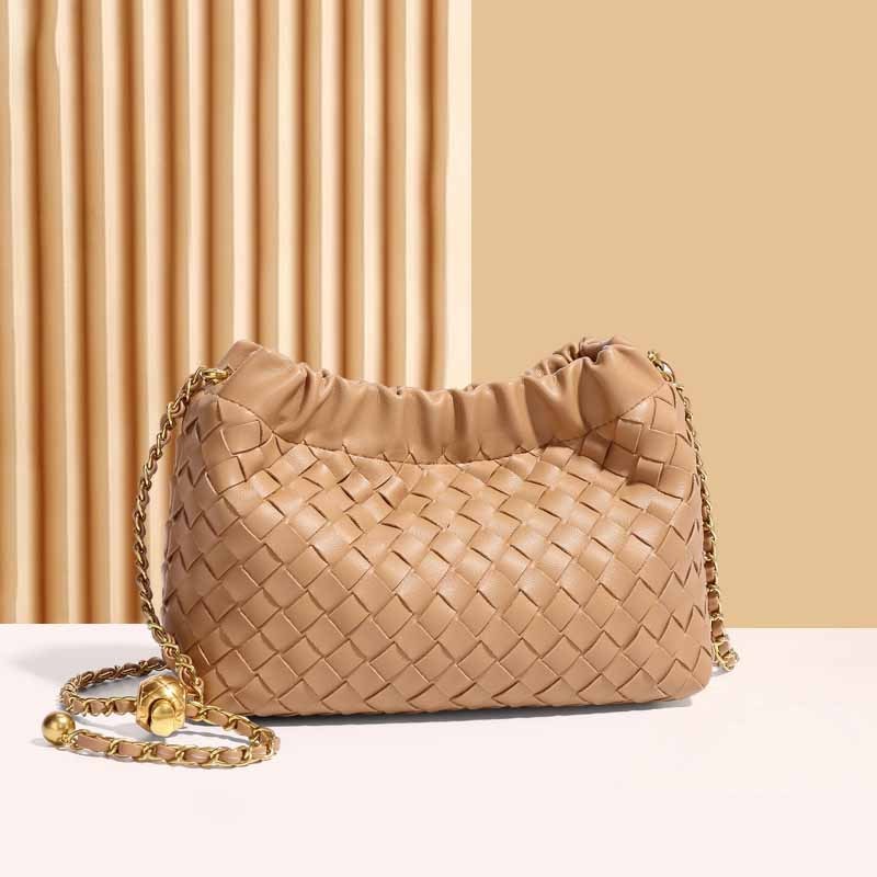 Factory direct sales new braided bag Golden ball chain shoulder bag small purse fashion trend versatile crossbody bag