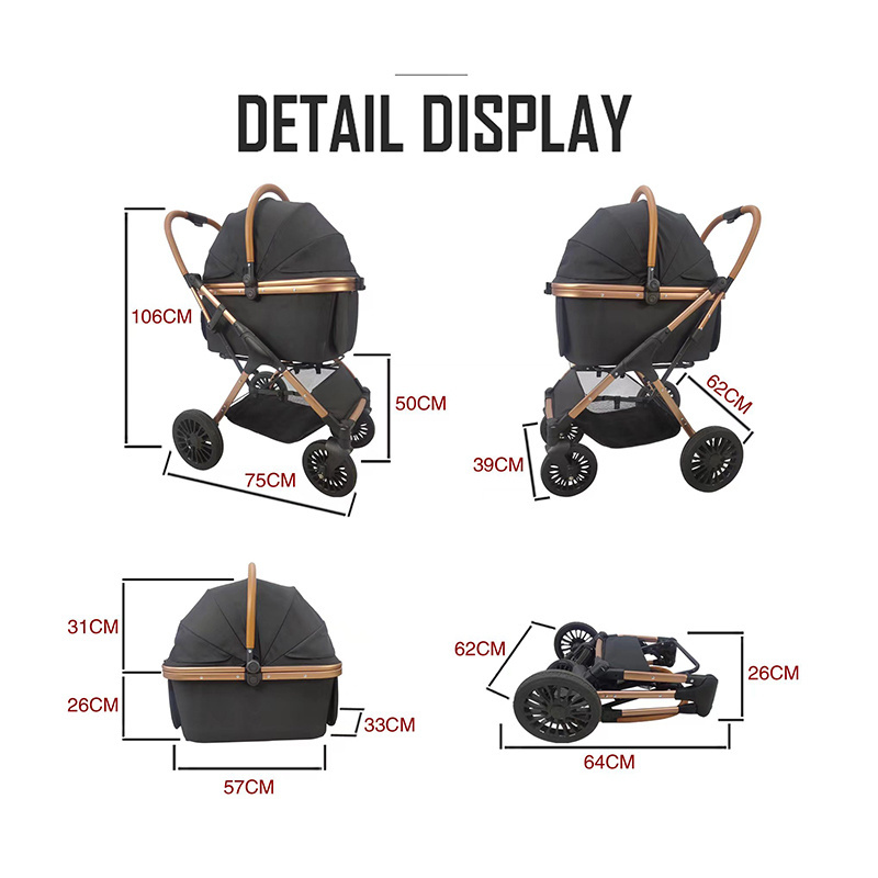 5 in 1 Removable Pet Stroller Wagon Beautiful Pet Carrier Stroller Small Dogs Stroller for Pets