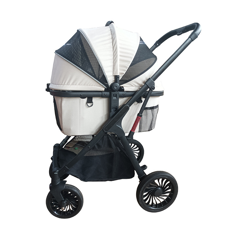 new design pet stroller 4 wheel dog strollers carrier foldable pram black gear no-zip happy pet trailer stroller