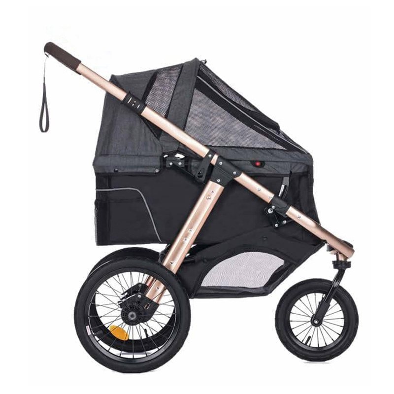 2023 New Model One-Hand Fold up Double Pet Stroller Hot Selling Cart with Alloy Rim for Pet Owners