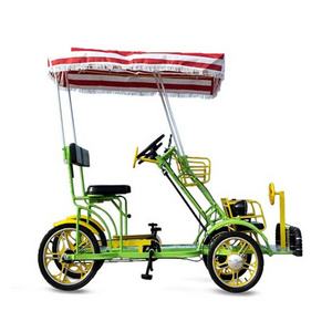 Best selling 2 person surrey bicycle hand brake 4 wheel tandem bike for sale