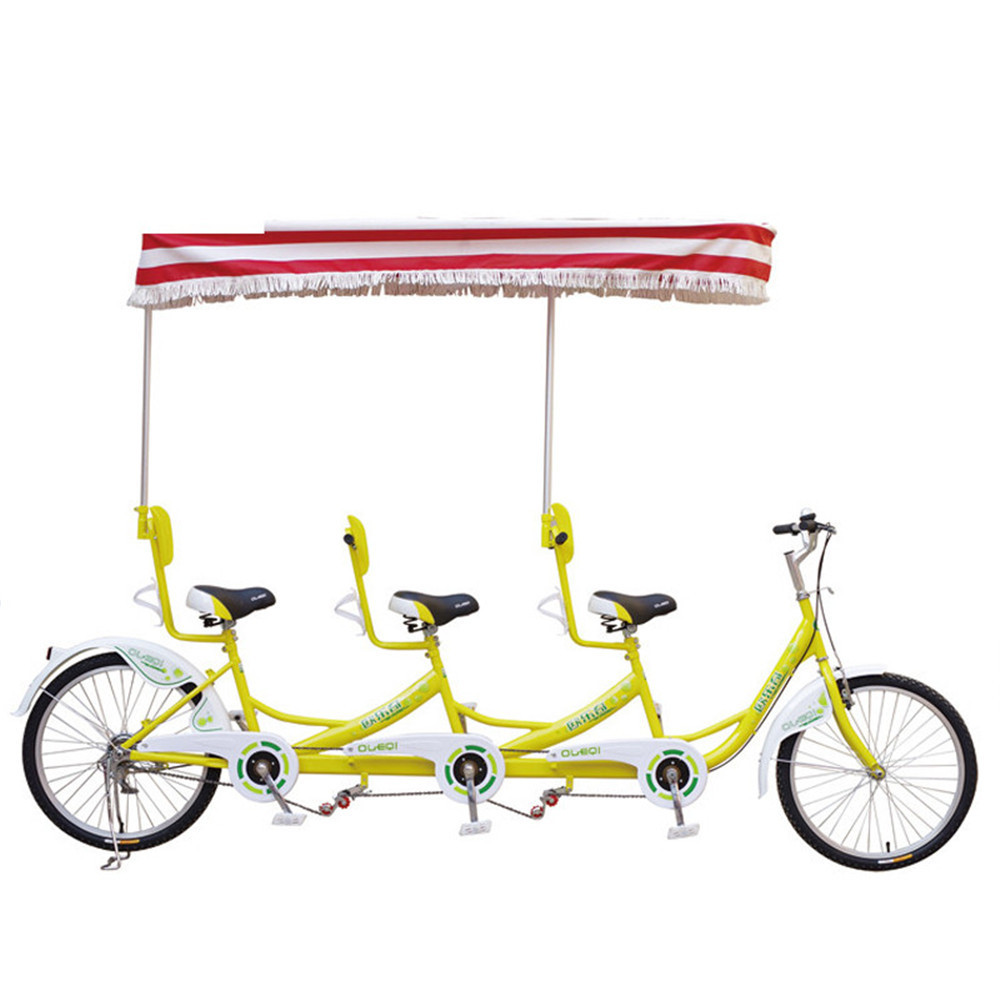 Hot sale 3 person touring bicycle 2 wheel surrey bike 3 seats tandem bike cycle for public park use