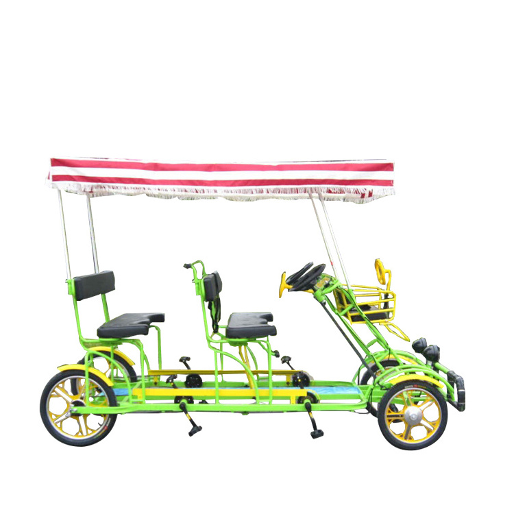 wholesale 4 seater tandem bike / 3 person 4 wheel surrey bike sightseeing bicycle for sale /hot sale road tourist cycle