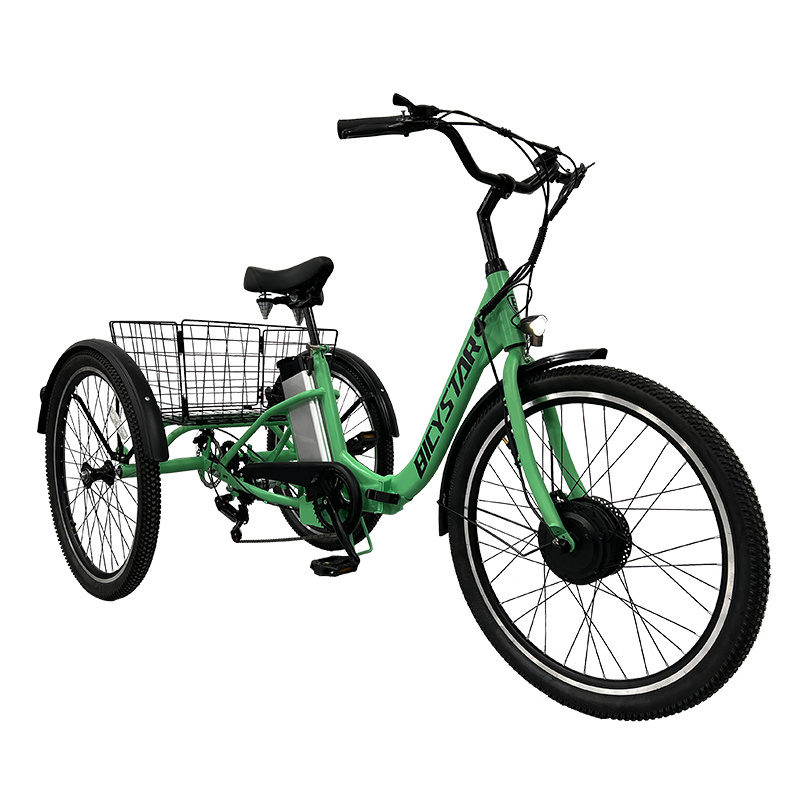 Wholesale lightweight Electric Tricycle Hybrid Moped For Elderly People 24 Inch 3 Wheel cargo Electric Bike