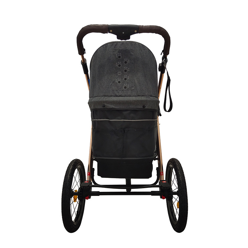 2023 New Model One-Hand Fold up Double Pet Stroller Hot Selling Cart with Alloy Rim for Pet Owners