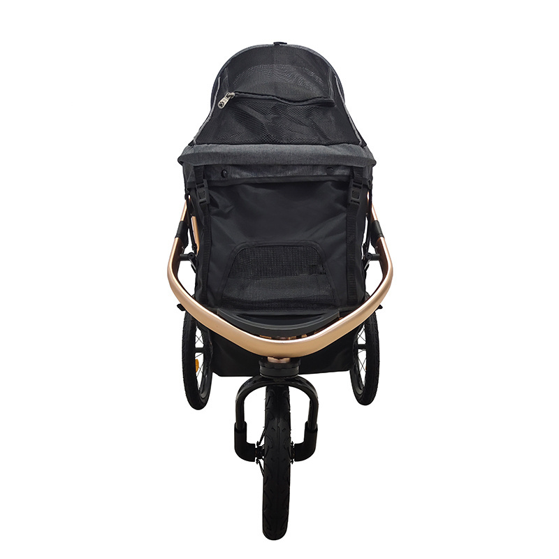 2023 New Model One-Hand Fold up Double Pet Stroller Hot Selling Cart with Alloy Rim for Pet Owners