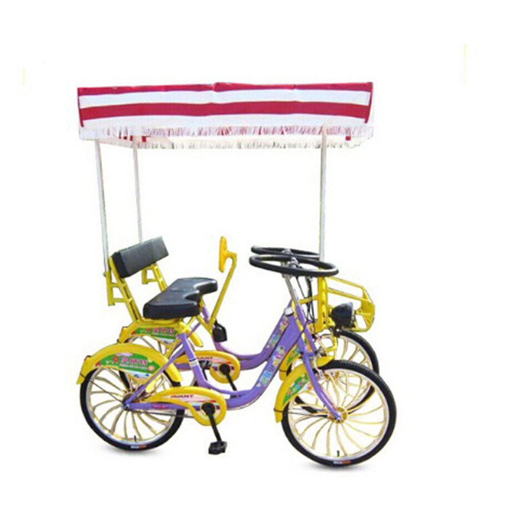 hot sale good quality tourist  sightseeing 4 wheel  tandem bike 4 person pedal car