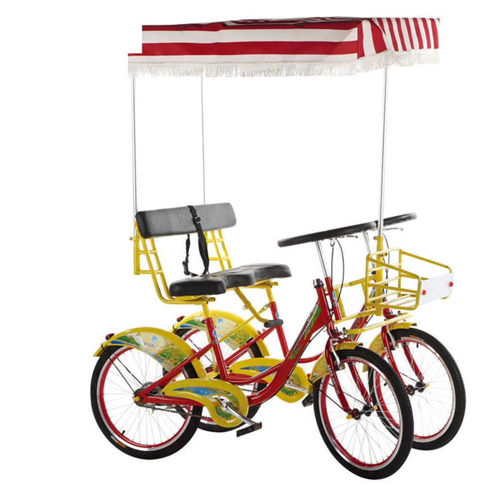 hot sale good quality tourist  sightseeing 4 wheel  tandem bike 4 person pedal car