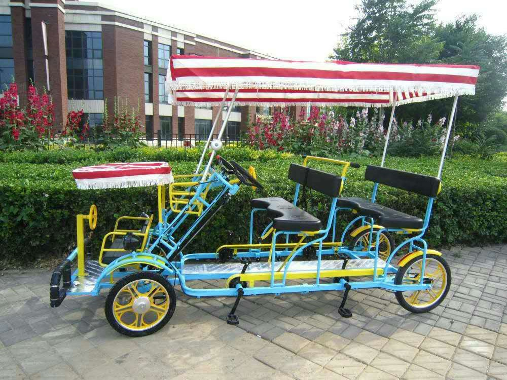 Jack Luxurious 4 Person Tandem Quadricycle Surrey Sightseeing Bike For Sale