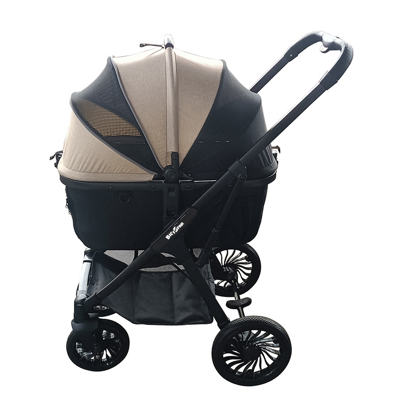 Luxury Detachable Carrier One Hand Folding Pet Stroller Dog Stroller Cat Stroller Stair Climbing Pet Carrier Trolley