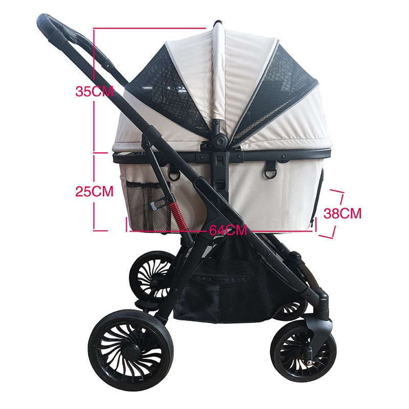 Luxury Detachable Carrier One Hand Folding Pet Stroller Dog Stroller Cat Stroller Stair Climbing Pet Carrier Trolley