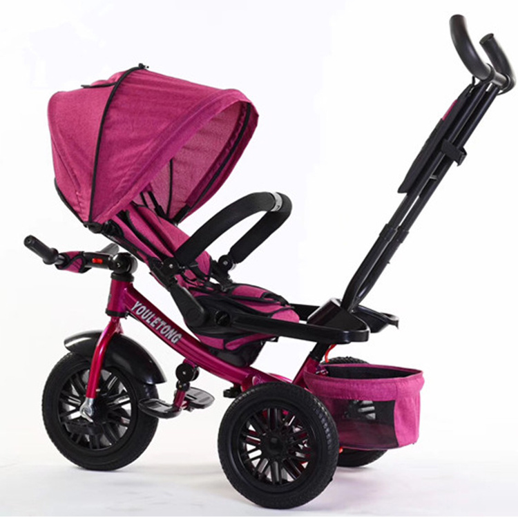 Wholesale baby tricycle with canopy / low price three wheel kid bicycle / children trike with trailer music lights