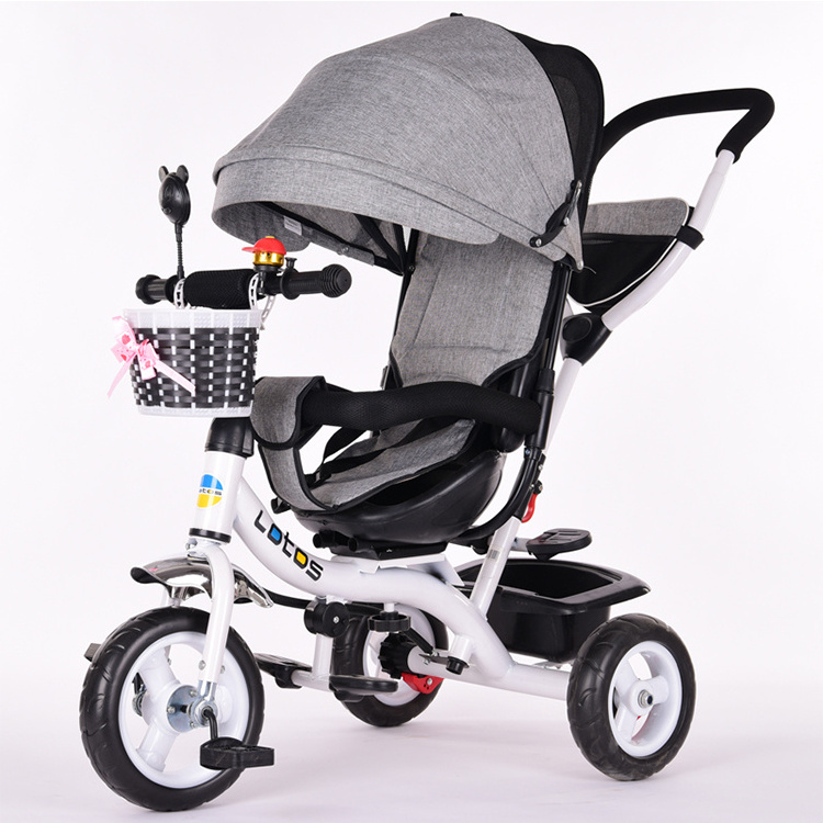 luxury baby trike with light and music / baby smart trike recliner / children 4 in 1 baby stroller tricycle for sale